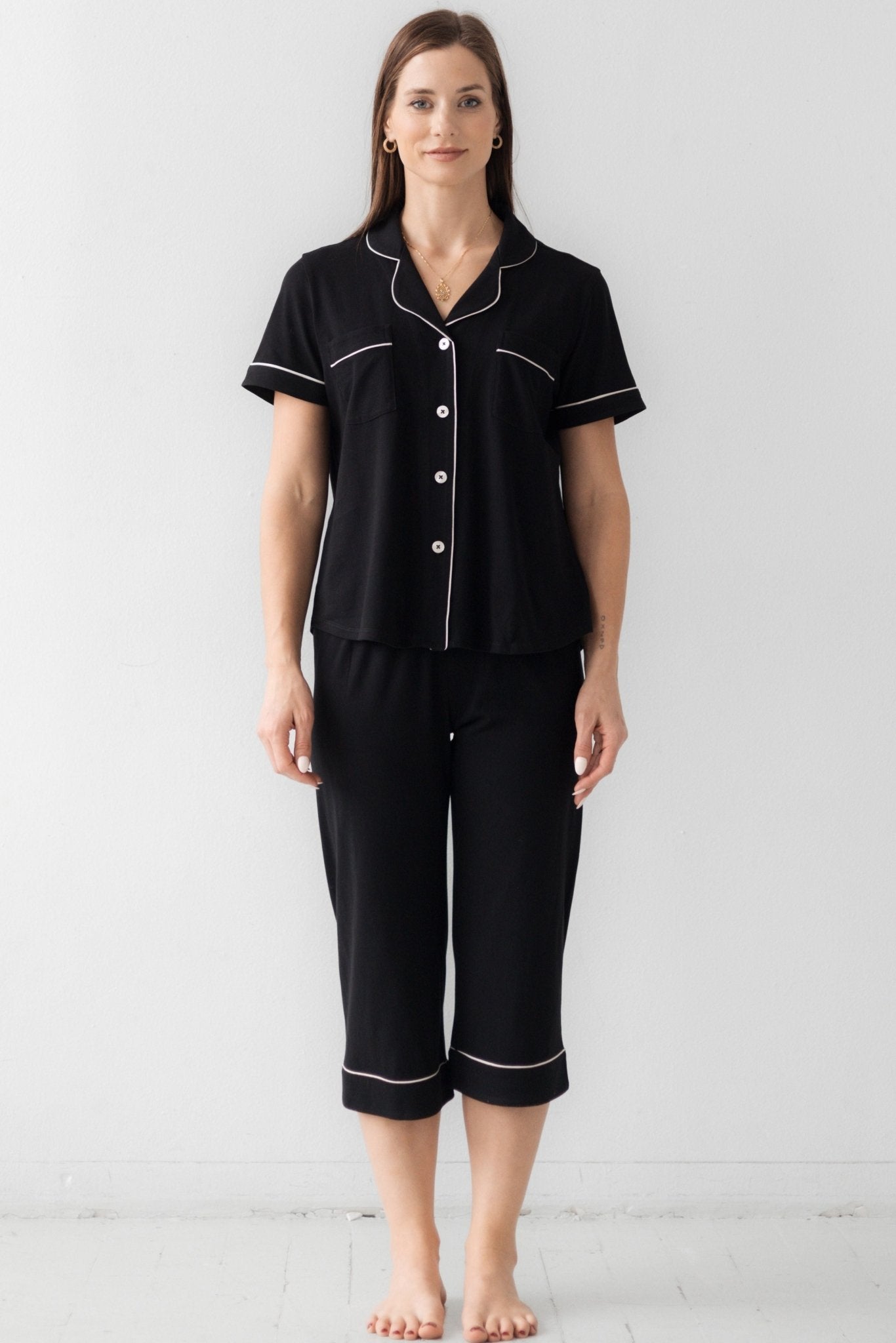 Classic Luxury Capri Pajamas in Brushed Pima Cotton PAJAMAS La Vie Bien Classic Luxury Capri Pajamas in Brushed Pima Cotton