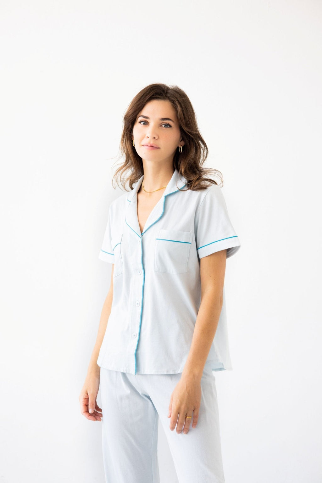 Classic Luxury Capri Pajamas in Brushed Pima Cotton PAJAMAS La Vie Bien Classic Luxury Capri Pajamas in Brushed Pima Cotton