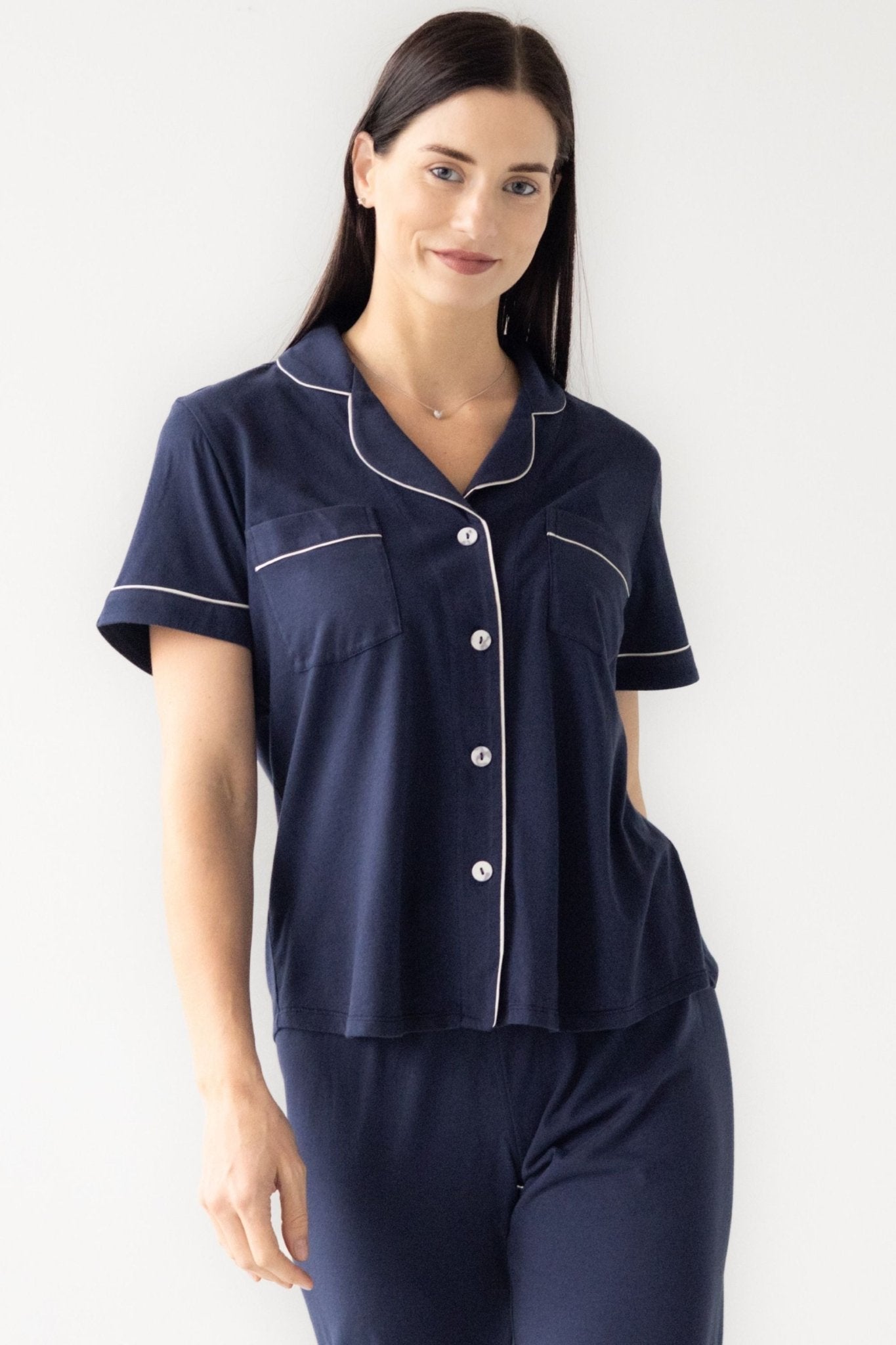Classic Luxury Capri Pajamas in Brushed Pima Cotton PAJAMAS La Vie Bien Classic Luxury Capri Pajamas in Brushed Pima Cotton