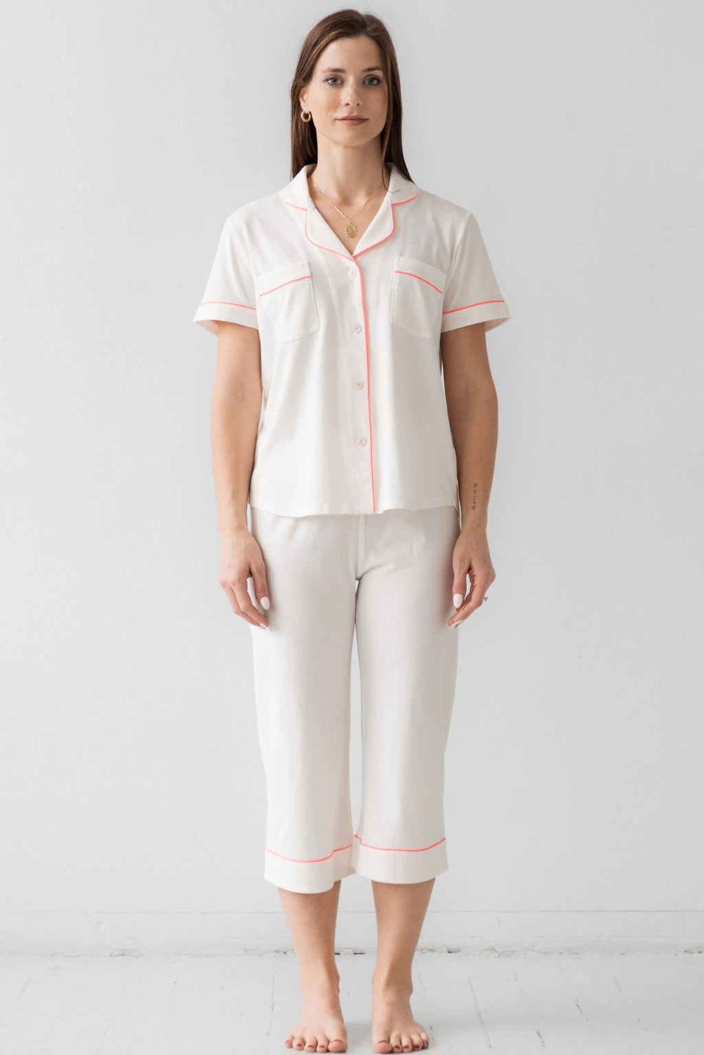 Classic Luxury Capri Pajamas in Brushed Pima Cotton PAJAMAS La Vie Bien Classic Luxury Capri Pajamas in Brushed Pima Cotton