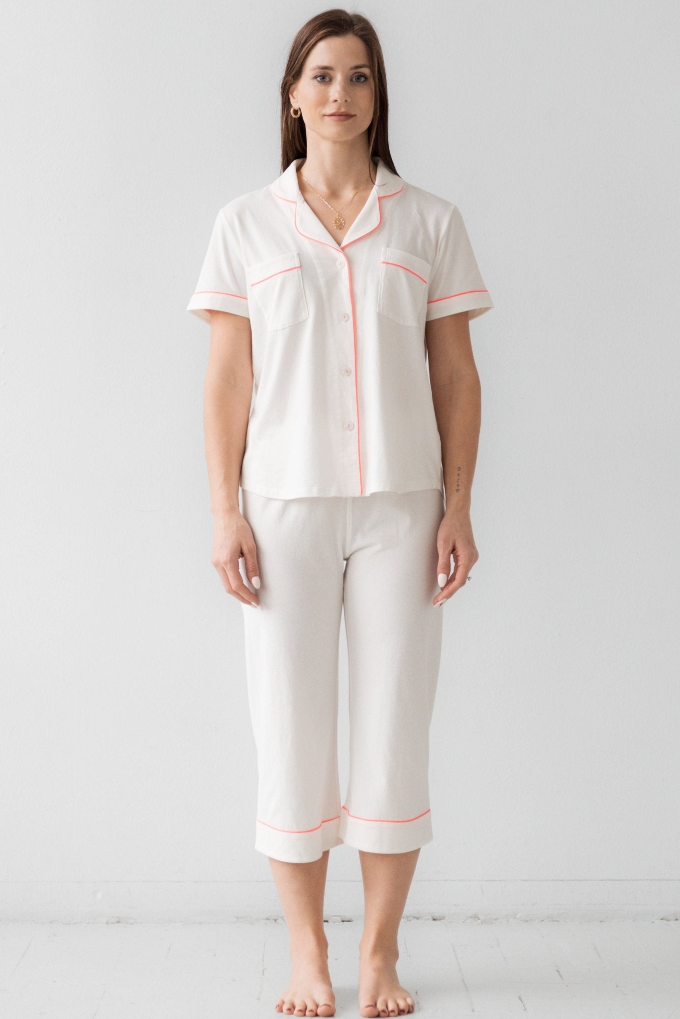 Classic Luxury Capri Pajamas in Brushed Pima Cotton PAJAMAS La Vie Bien Classic Luxury Capri Pajamas in Brushed Pima Cotton