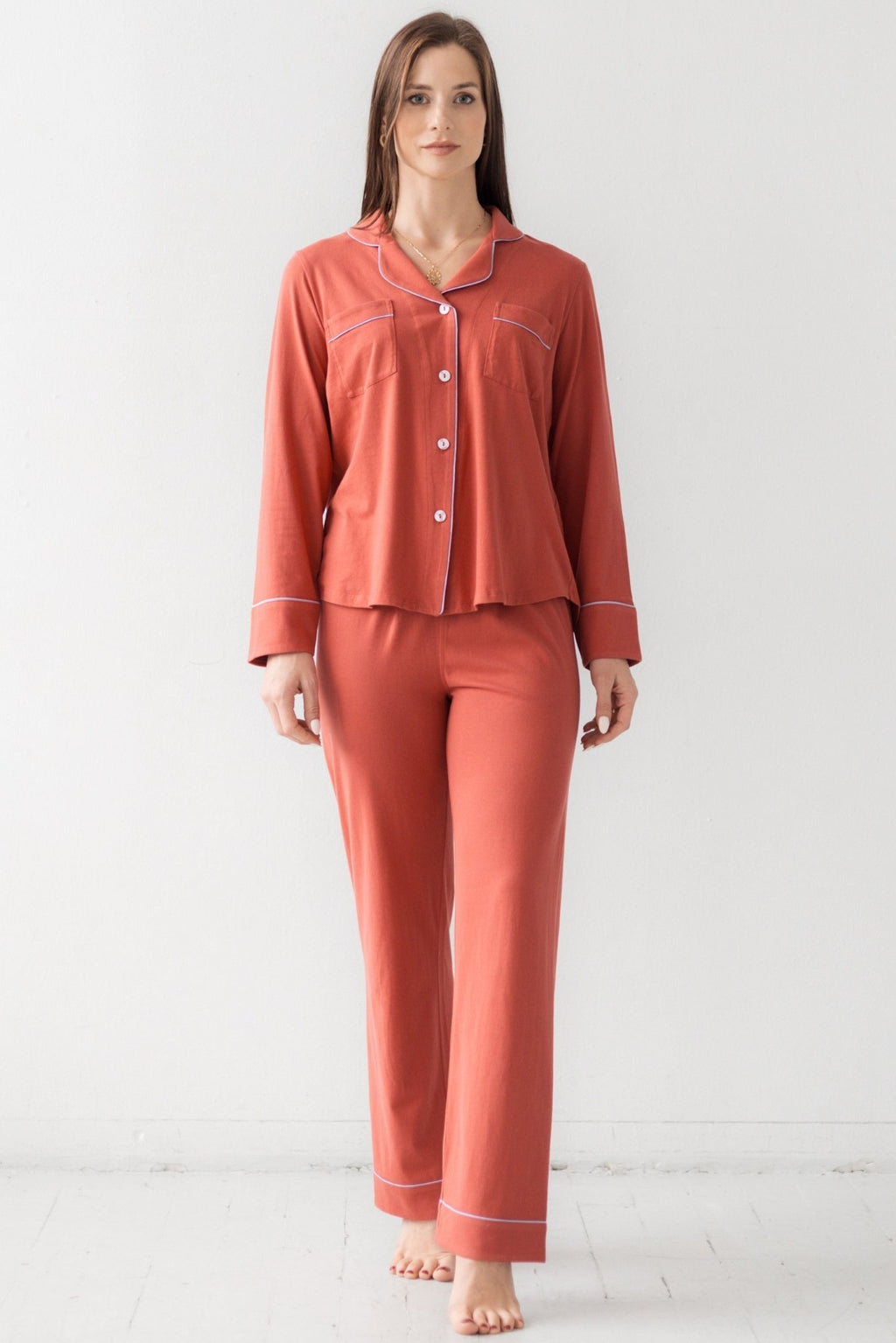 Classic Luxury Pajamas in Brushed Pima Cotton PAJAMAS La Vie Bien Classic Luxury Pajamas in Brushed Pima Cotton
