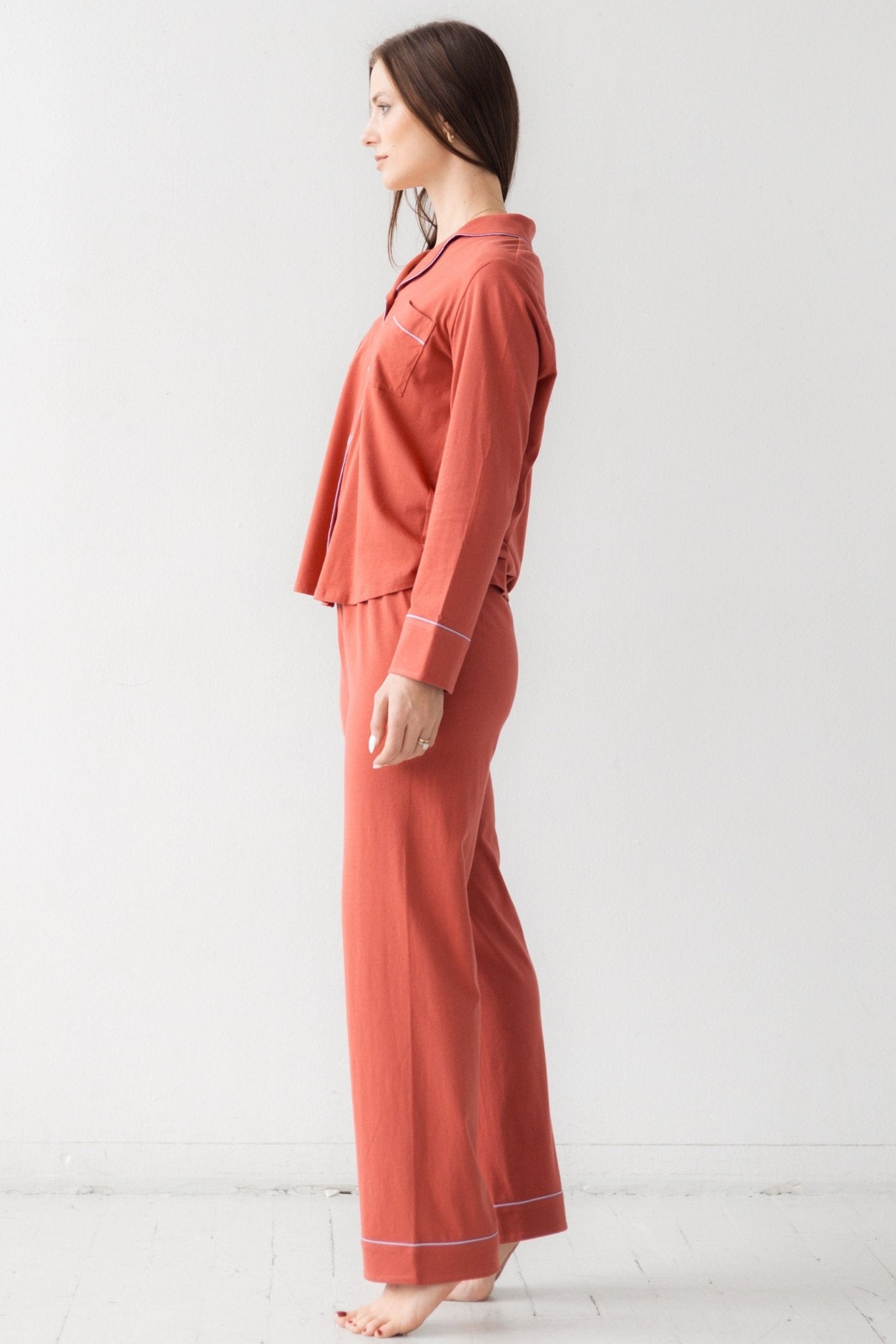 Classic Luxury Pajamas in Brushed Pima Cotton PAJAMAS La Vie Bien Classic Luxury Pajamas in Brushed Pima Cotton