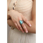 Classic Marquise Adjustable Turquoise Ring | Western Inspired Diamond Shaped Fashion Jewelry by The Bullish Store
