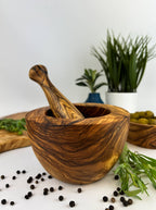 Classic Olive Wood Mortar & Pestle La Vie Bien Classic Olive Wood Mortar & Pestle