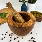 Classic Olive Wood Mortar & Pestle La Vie Bien Classic Olive Wood Mortar & Pestle