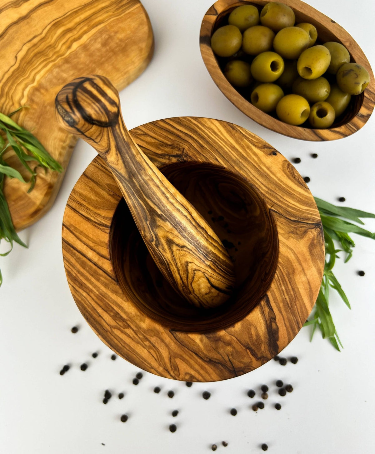 Classic Olive Wood Mortar & Pestle La Vie Bien Classic Olive Wood Mortar & Pestle