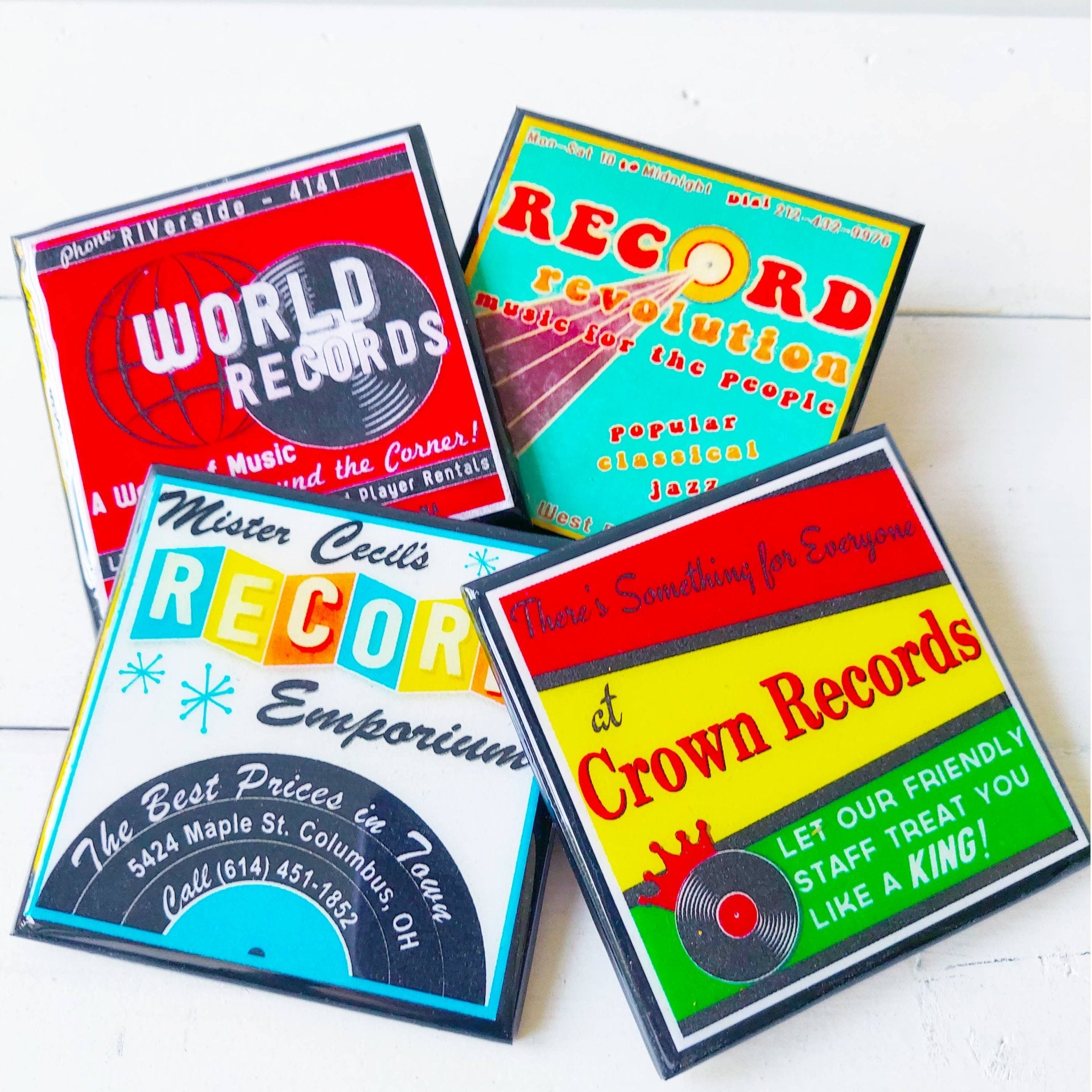 Classic Record Shop Drink Coaster Set coaster set La Vie Bien Classic Record Shop Drink Coaster Set
