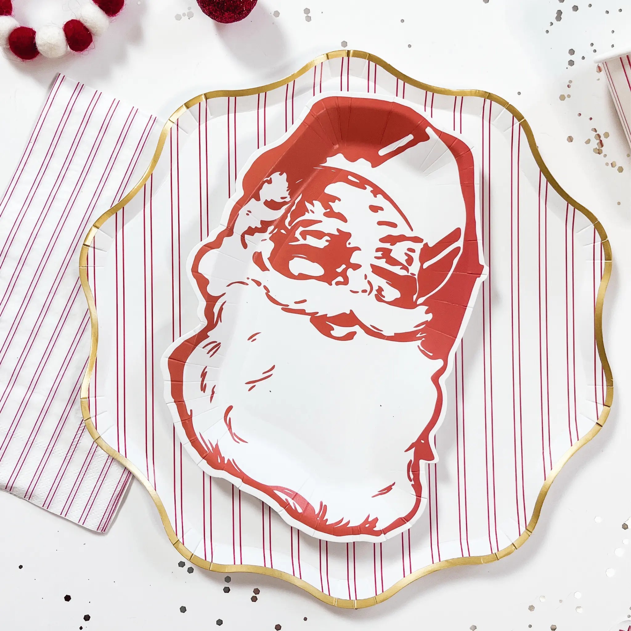 Classic Retro Santa Christmas Paper Plate