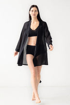 Classic Short Robe Cotton/Silk 33" ROBES La Vie Bien Classic Short Robe Cotton/Silk 33"