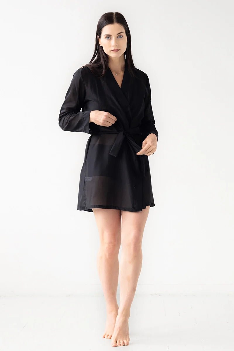 Classic Short Robe Cotton/Silk 33" ROBES La Vie Bien Classic Short Robe Cotton/Silk 33"