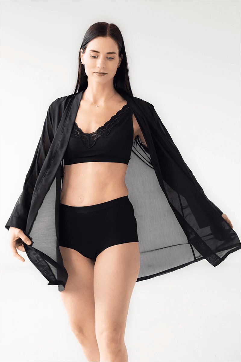 Classic Short Robe Cotton/Silk 33" ROBES La Vie Bien Classic Short Robe Cotton/Silk 33"