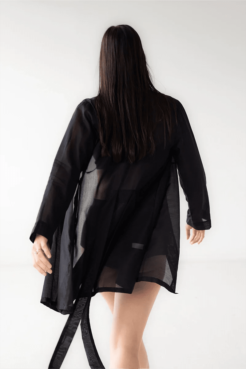 Classic Short Robe Cotton/Silk 33" ROBES La Vie Bien Classic Short Robe Cotton/Silk 33"