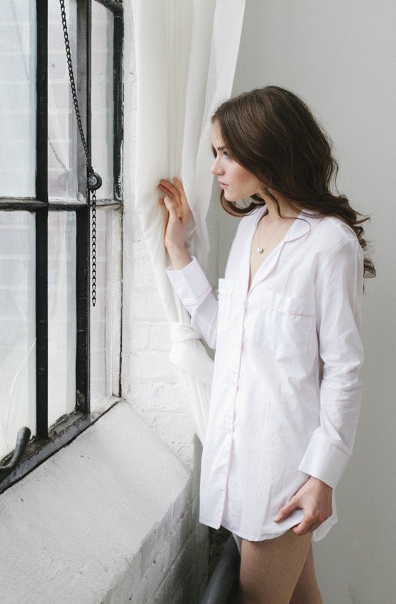 Classic Sleep Shirt in Woven Cotton NIGHTSHIRTS La Vie Bien Classic Sleep Shirt in Woven Cotton