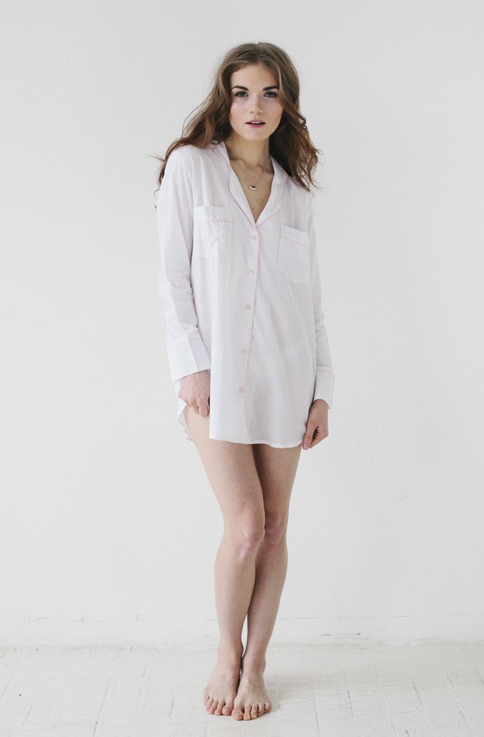 Classic Sleep Shirt in Woven Cotton NIGHTSHIRTS La Vie Bien Classic Sleep Shirt in Woven Cotton