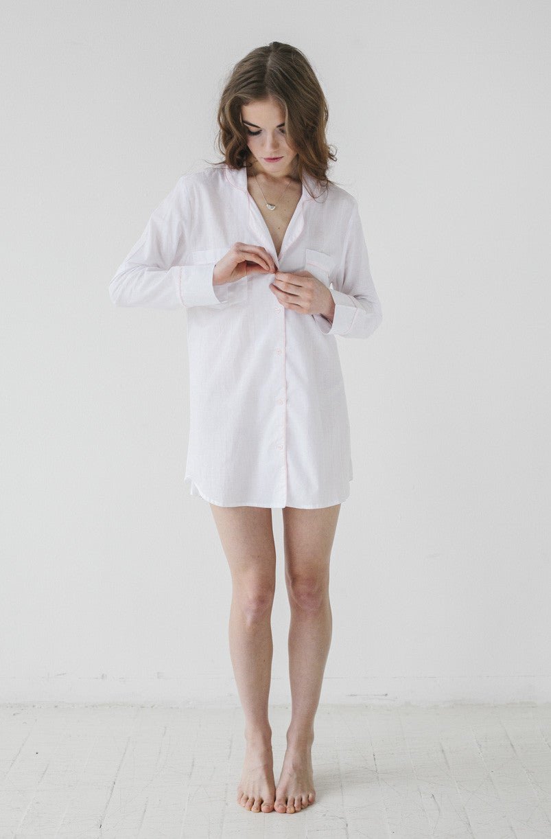 Classic Sleep Shirt in Woven Cotton NIGHTSHIRTS La Vie Bien Classic Sleep Shirt in Woven Cotton