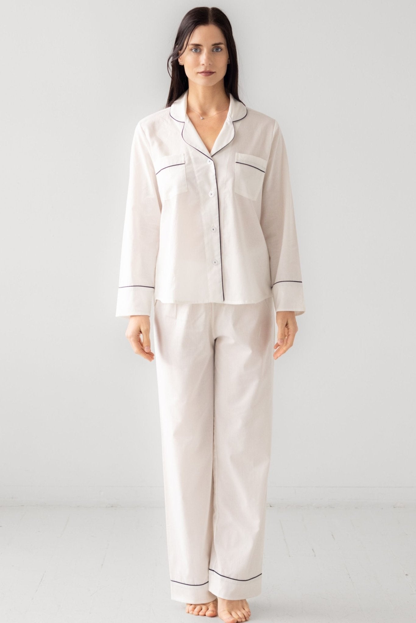 Classic Woven Cotton Pajama Set PAJAMAS La Vie Bien Classic Woven Cotton Pajama Set