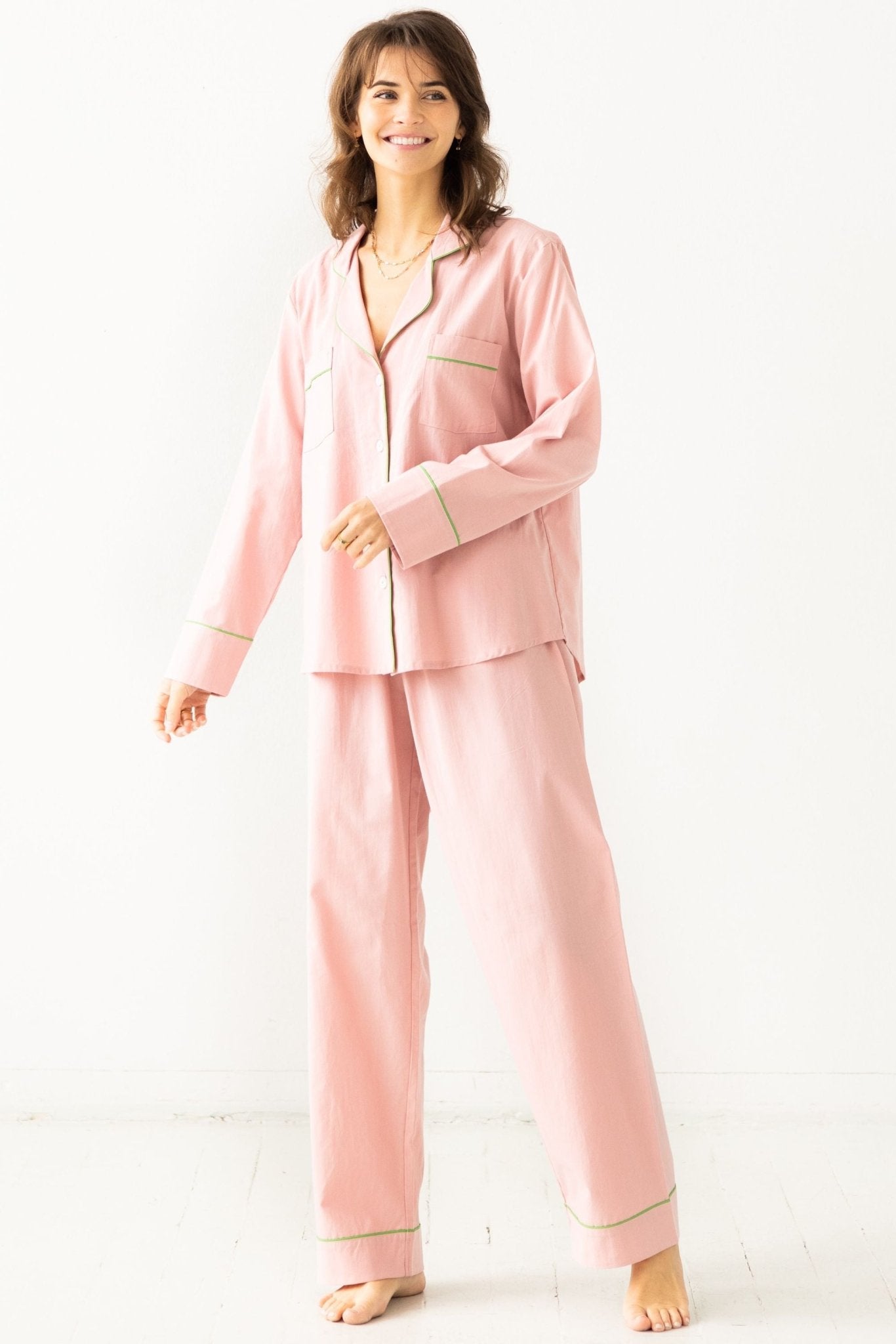 Classic Woven Cotton Pajama Set PAJAMAS La Vie Bien Classic Woven Cotton Pajama Set