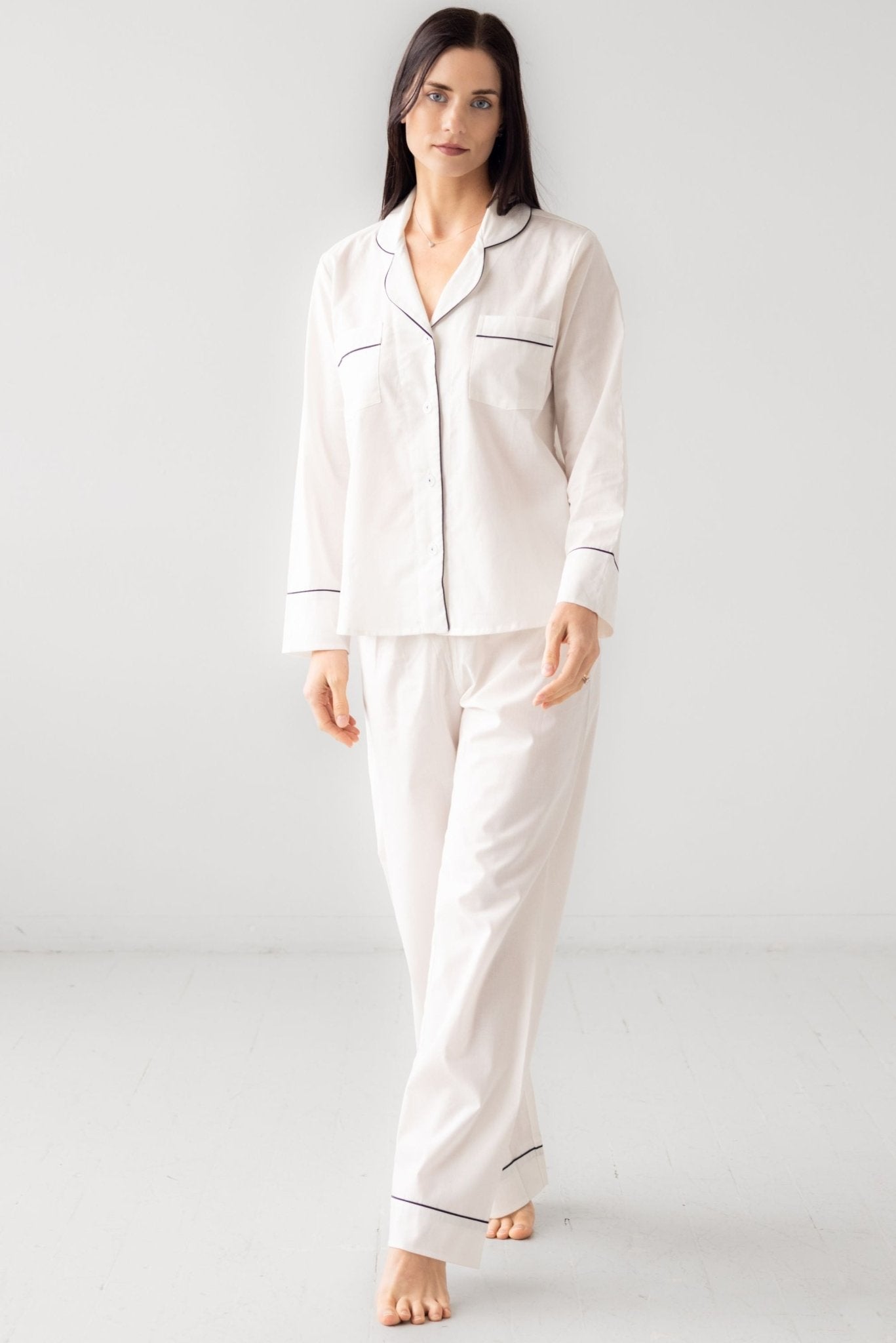 Classic Woven Cotton Pajama Set PAJAMAS La Vie Bien Classic Woven Cotton Pajama Set