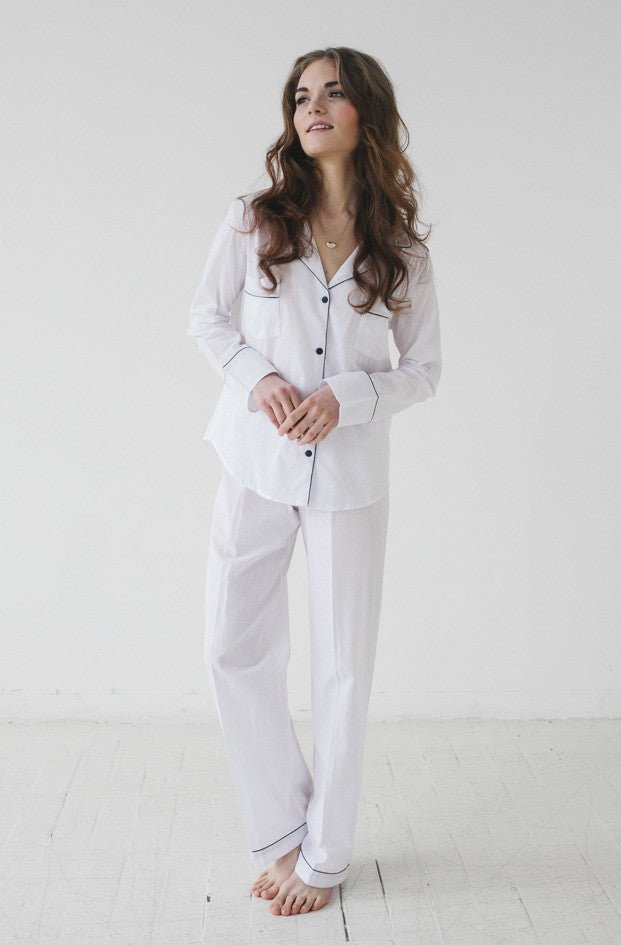 Classic Woven Cotton Pajama Set PAJAMAS La Vie Bien Classic Woven Cotton Pajama Set