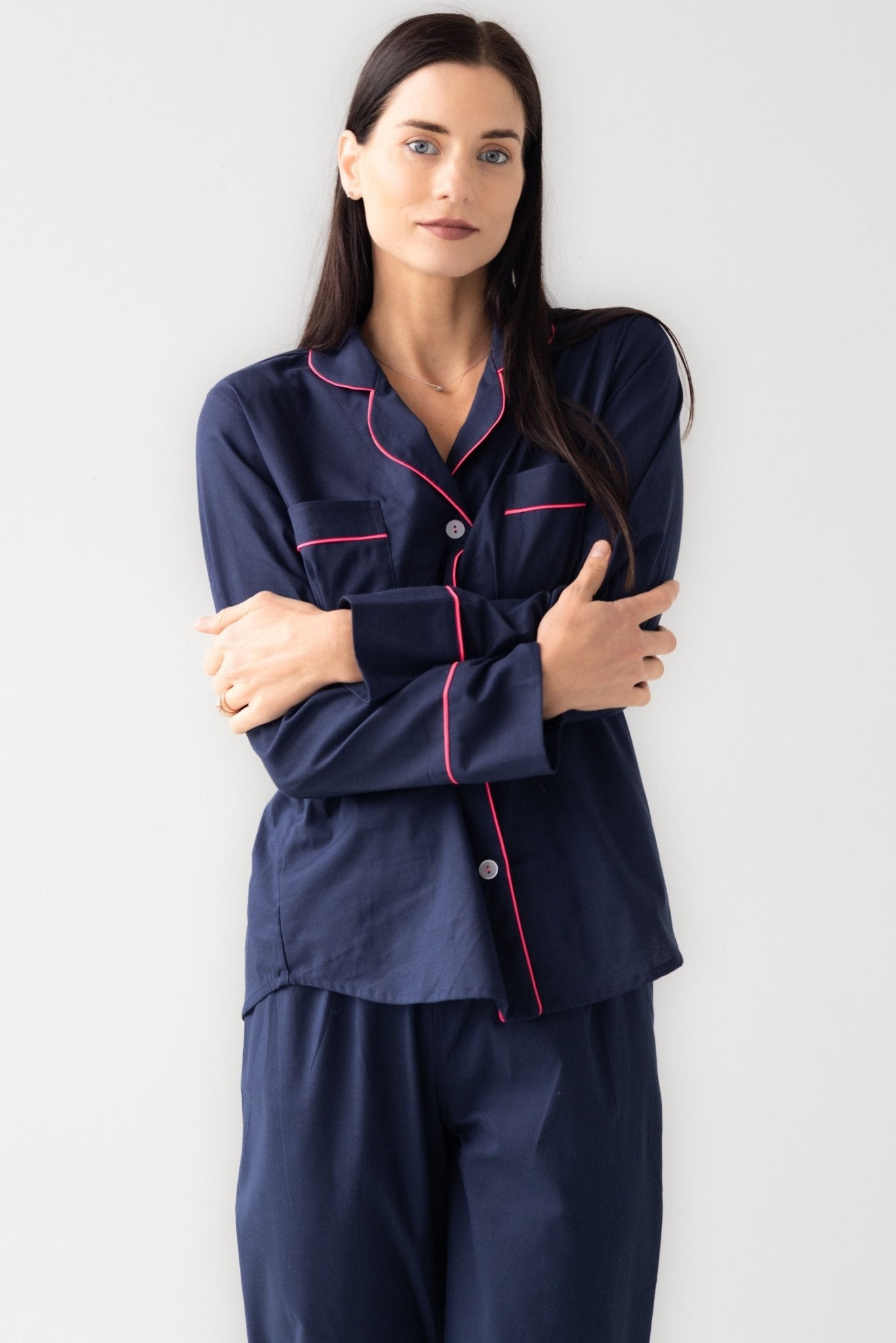 Classic Woven Cotton Pajama Set PAJAMAS La Vie Bien Classic Woven Cotton Pajama Set