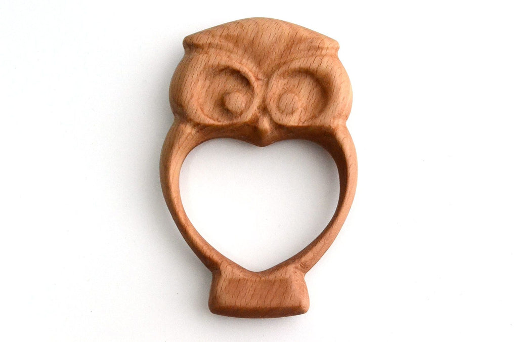 Organic Wooden Rattle-Teether Owl