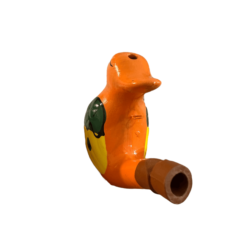 Clay Water Whistle Bird (Orange crest) by Music Frog Co