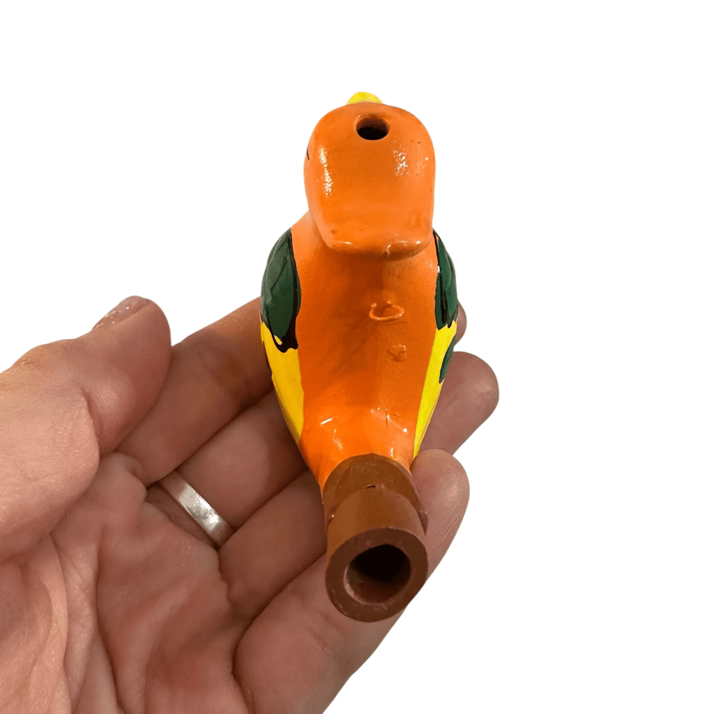 Clay Water Whistle Bird (Orange crest) by Music Frog Co