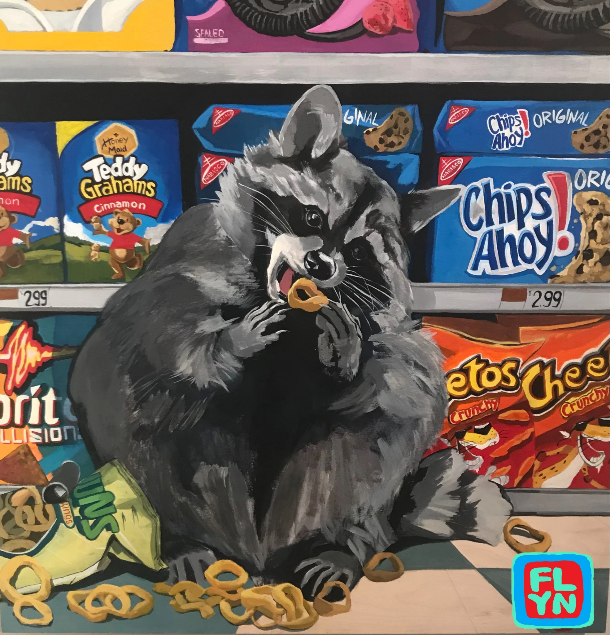 Clean-Up Aisle 12 Raccoon Sticker by FLYNhats