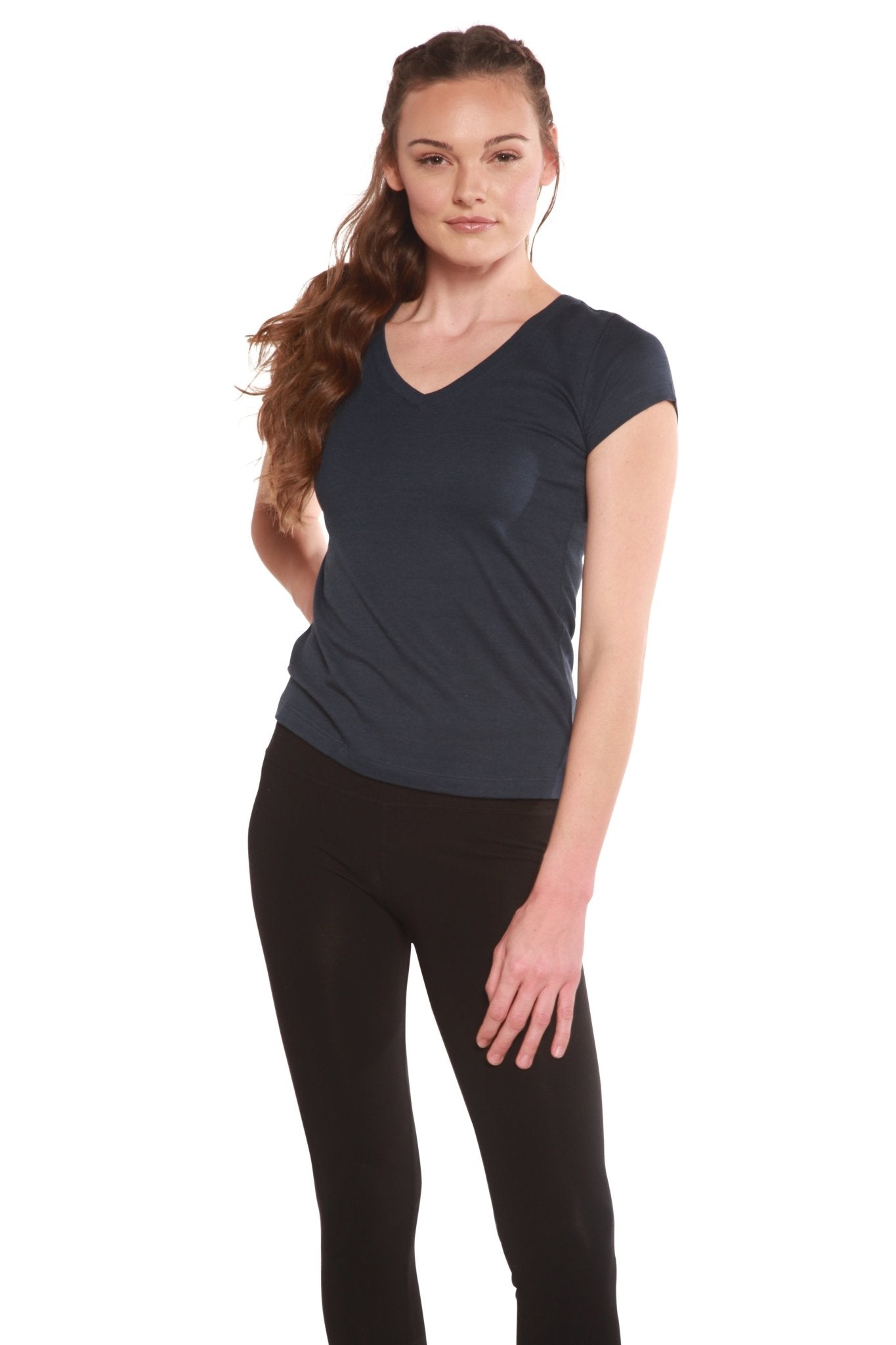 Clearance Women's Bamboo V - Neck Cap Sleeve T-Shirt women's tshirt La Vie Bien Clearance Women's Bamboo V - Neck Cap Sleeve T-Shirt