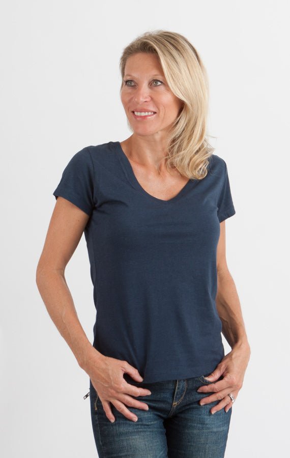 Clearance Women's Bamboo V - Neck Cap Sleeve T-Shirt women's tshirt La Vie Bien Clearance Women's Bamboo V - Neck Cap Sleeve T-Shirt