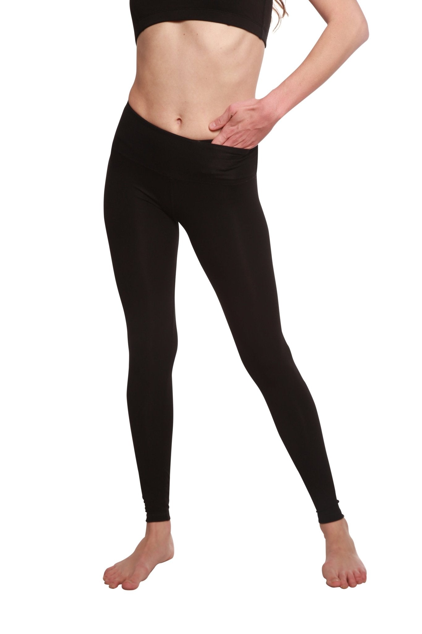 Clearance Women's Bamboo/Cotton Full Length Legging in Black women's pants La Vie Bien Clearance Women's Bamboo/Cotton Full Length Legging in Black
