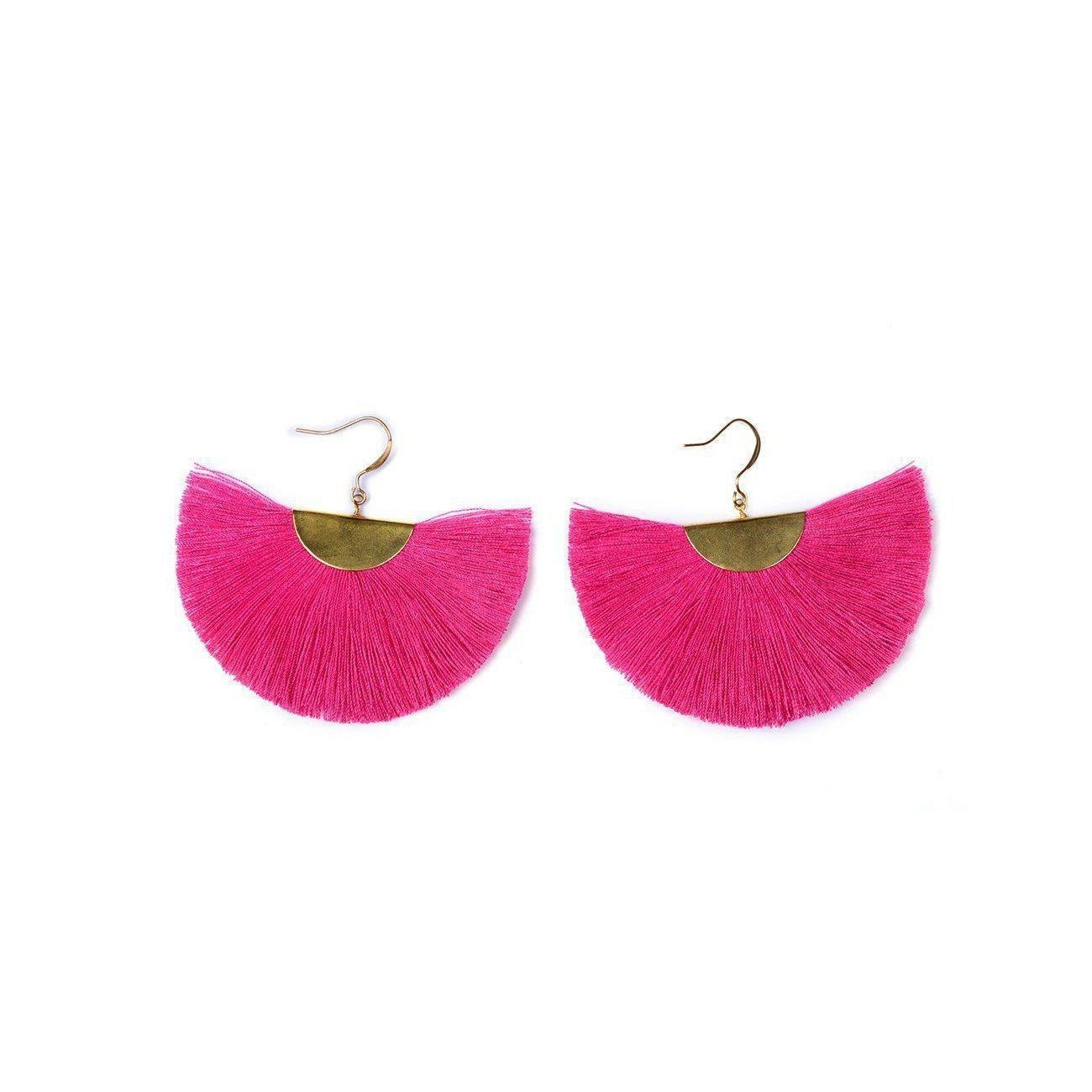 Cleo Fan Boho Colorful Brass Earrings - Thailand Jewelry La Vie Bien Cleo Fan Boho Colorful Brass Earrings - Thailand