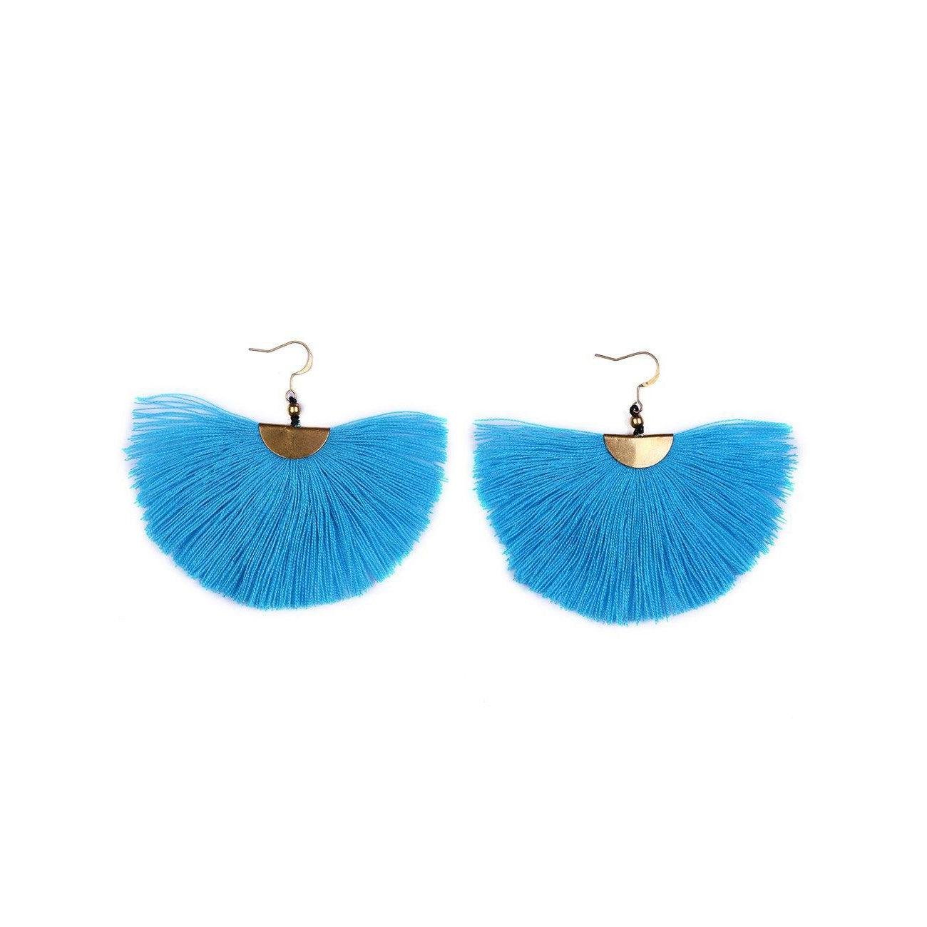 Cleo Fan Boho Colorful Brass Earrings - Thailand Jewelry La Vie Bien Cleo Fan Boho Colorful Brass Earrings - Thailand