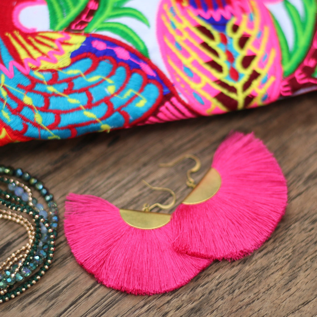 Cleo Fan Boho Colorful Brass Earrings - Thailand Jewelry La Vie Bien Cleo Fan Boho Colorful Brass Earrings - Thailand