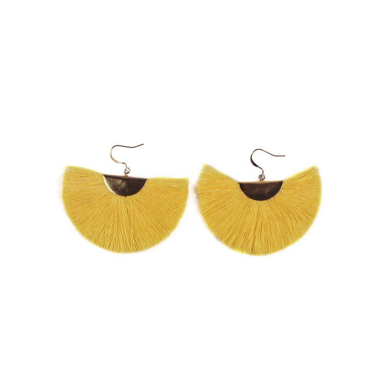 Cleo Fan Boho Colorful Brass Earrings - Thailand Jewelry La Vie Bien Cleo Fan Boho Colorful Brass Earrings - Thailand