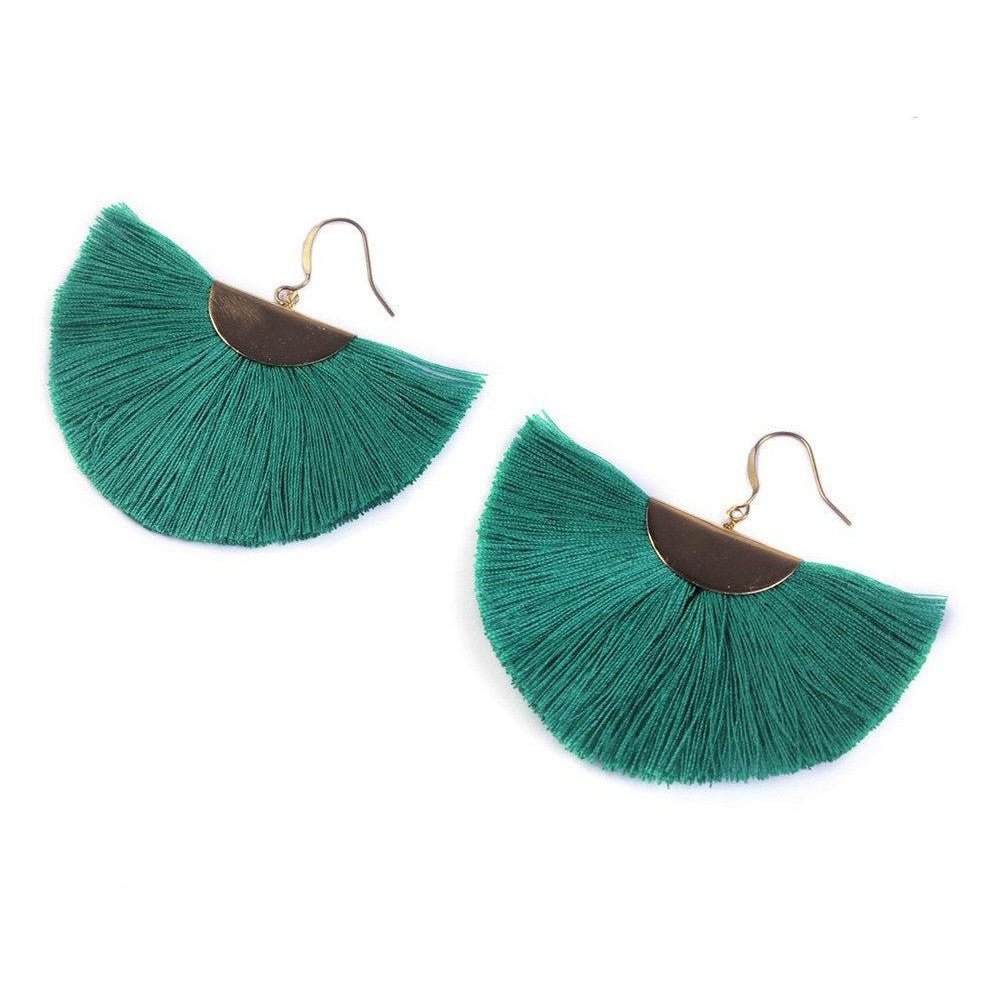 Cleo Fan Boho Colorful Brass Earrings - Thailand Jewelry La Vie Bien Cleo Fan Boho Colorful Brass Earrings - Thailand
