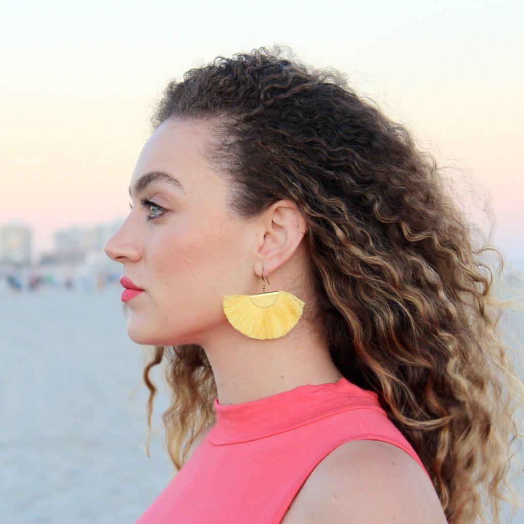 Cleo Fan Boho Colorful Brass Earrings - Thailand Jewelry La Vie Bien Cleo Fan Boho Colorful Brass Earrings - Thailand