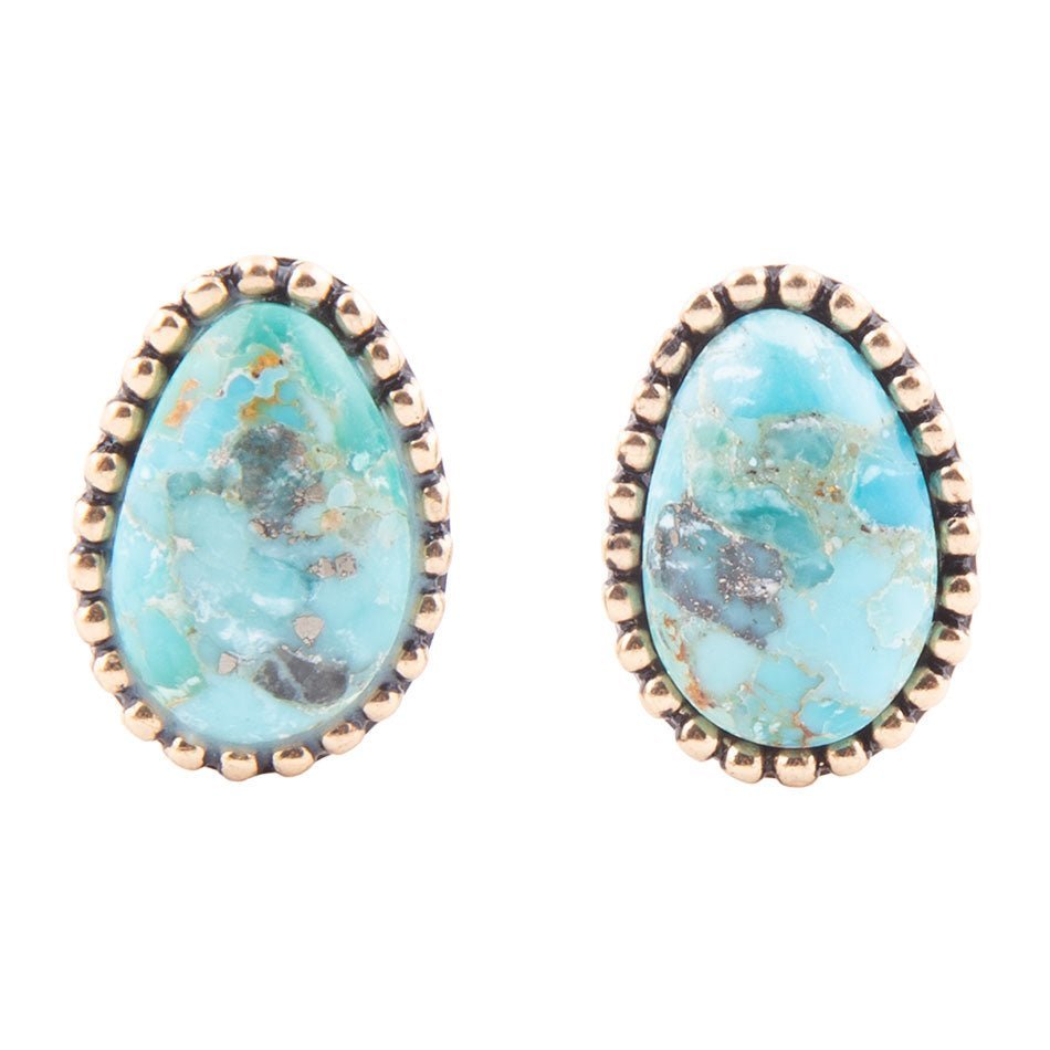 Clip On Blue Turquoise Golden Earrings Earrings La Vie Bien Clip On Blue Turquoise Golden Earrings