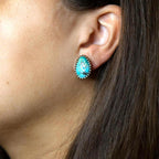 Clip On Blue Turquoise Golden Earrings Earrings La Vie Bien Clip On Blue Turquoise Golden Earrings
