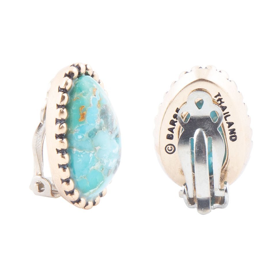 Clip On Blue Turquoise Golden Earrings Earrings La Vie Bien Clip On Blue Turquoise Golden Earrings