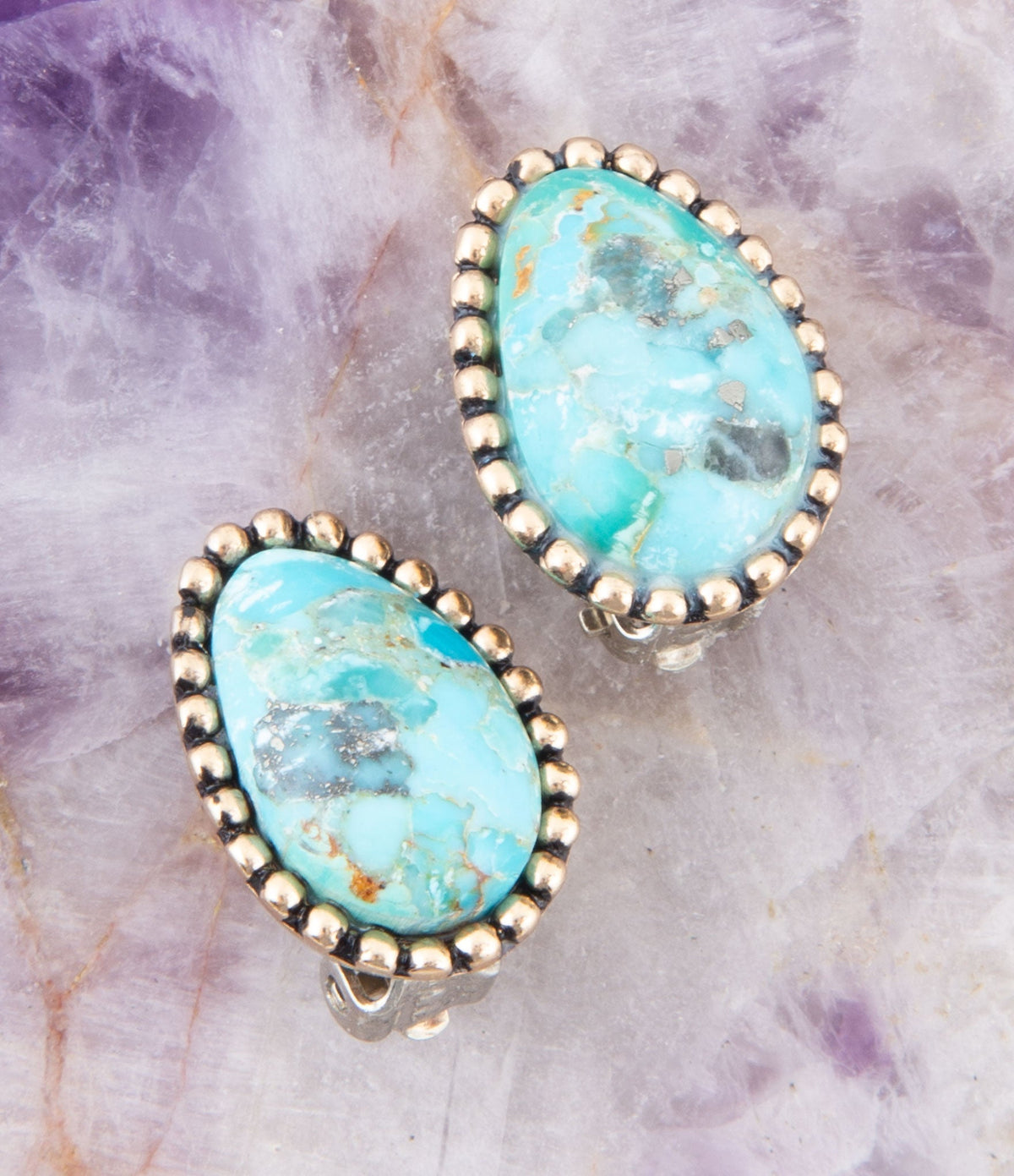 Clip On Blue Turquoise Golden Earrings Earrings La Vie Bien Clip On Blue Turquoise Golden Earrings