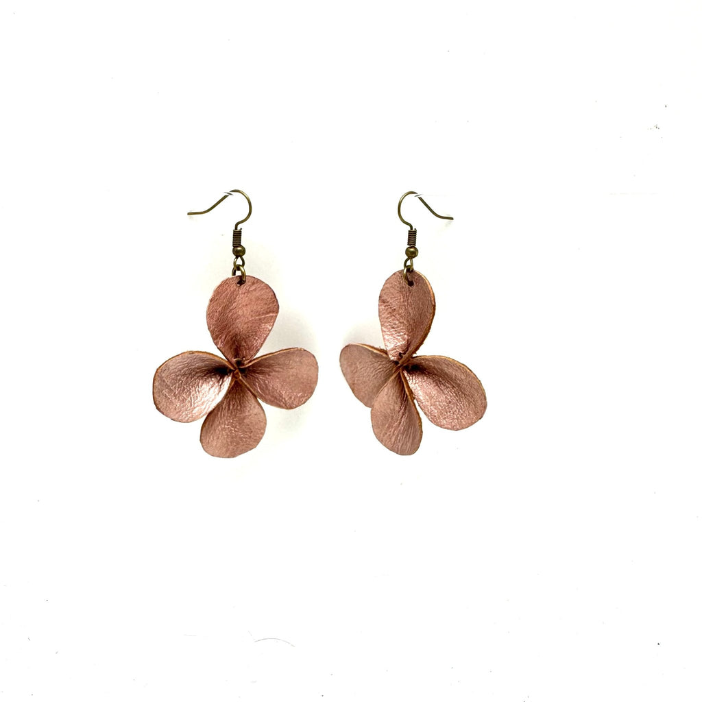 Clover Leather Earrings- Rose Gold Earrings La Vie Bien Clover Leather Earrings- Rose Gold