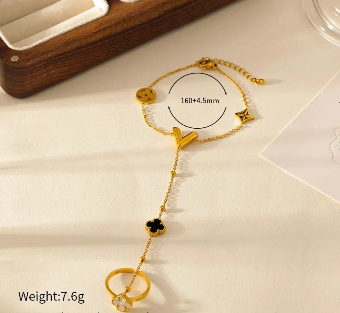 Clover Ring Chain Bracelet - Love. Luck. Hope & Faith