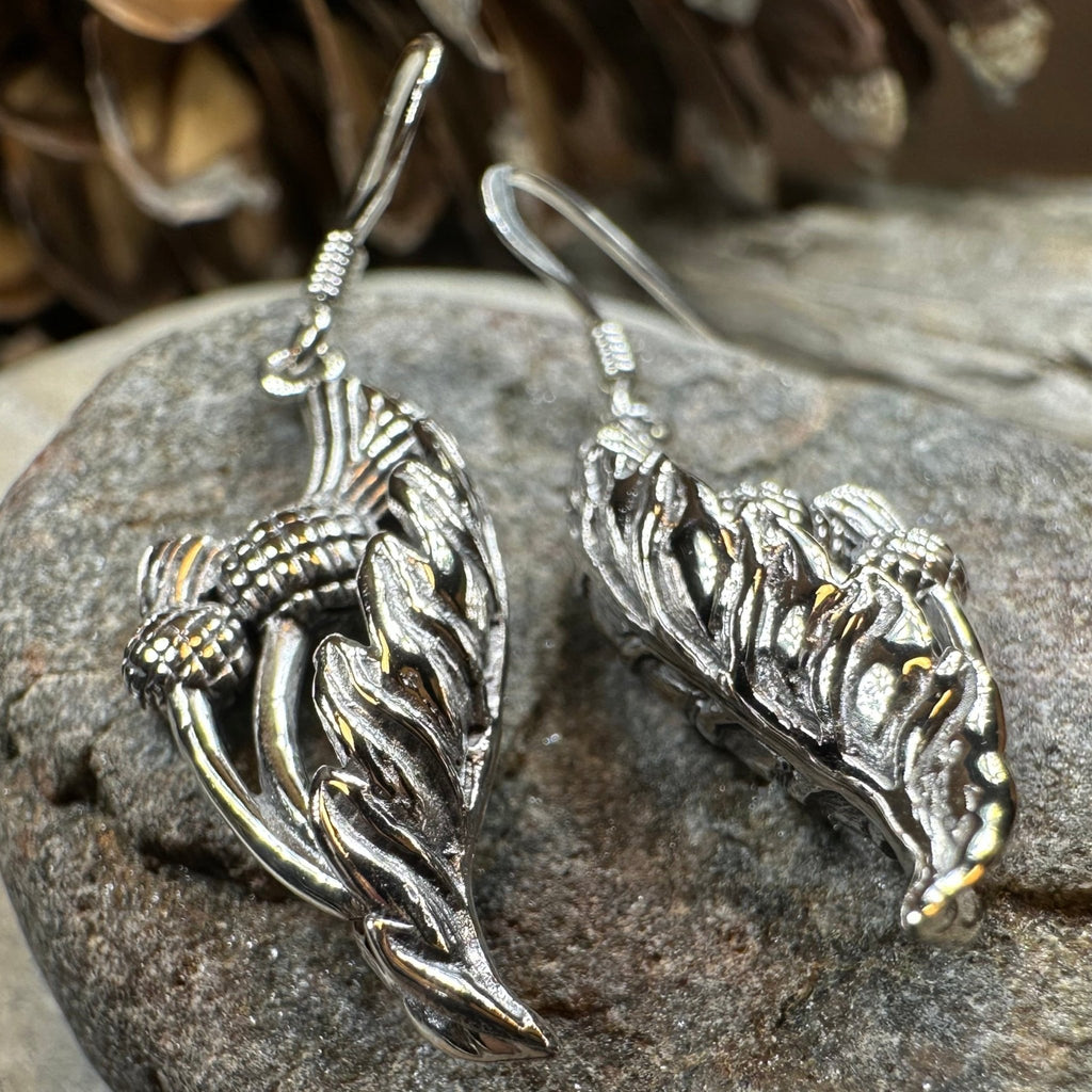 Cluaran Scottish Thistle Earrings in Sterling Silver Dangle Earrings La Vie Bien Cluaran Scottish Thistle Earrings in Sterling Silver