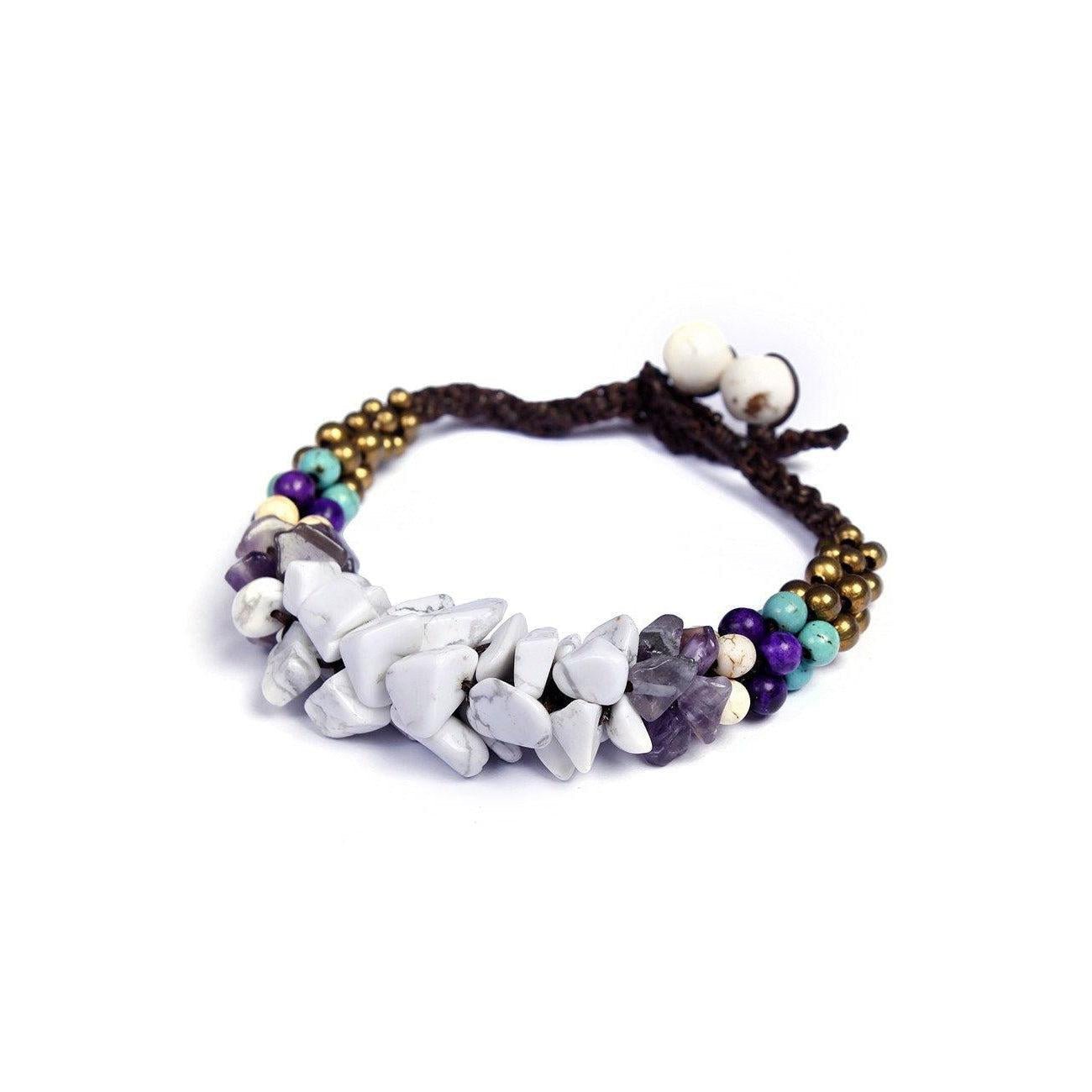 Cluster Brass Bead & Stone Bracelet - Thailand Bracelets La Vie Bien Cluster Brass Bead & Stone Bracelet - Thailand