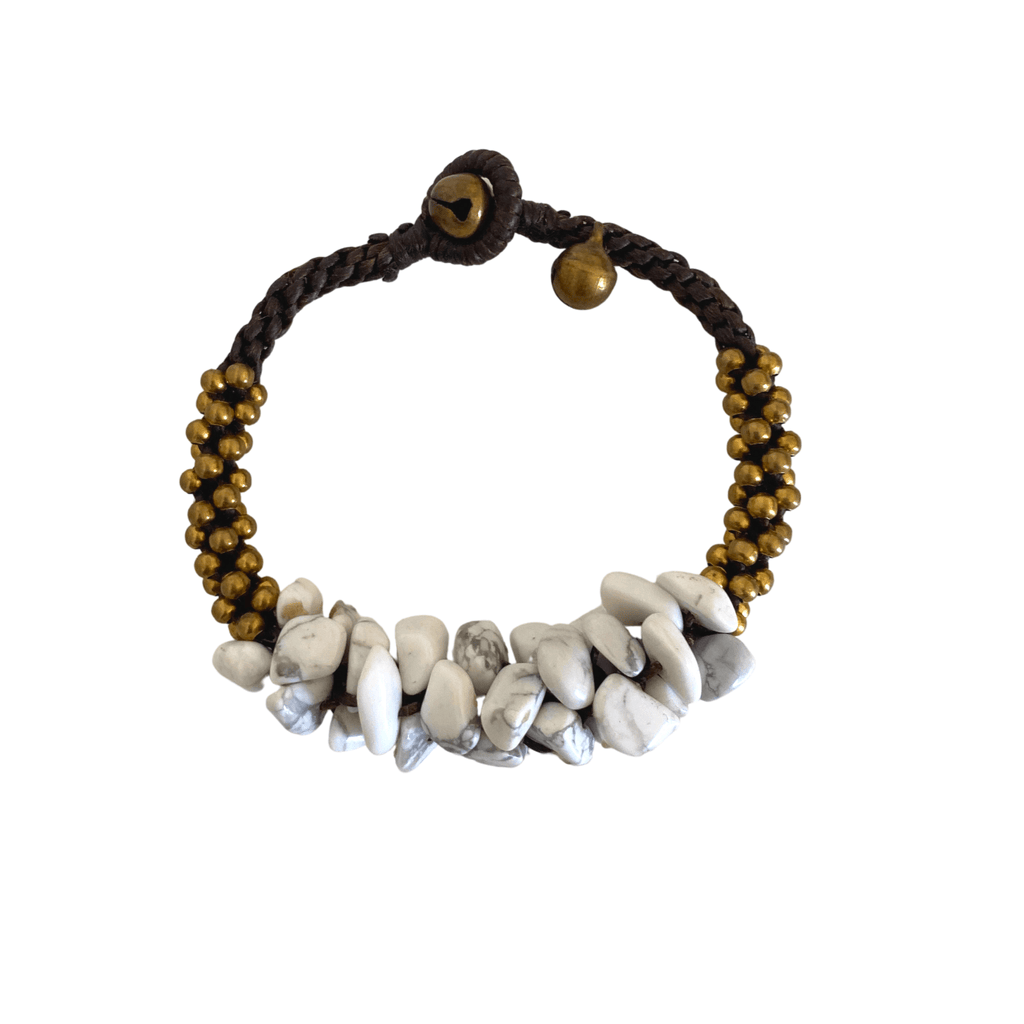 Cluster Brass Bead & Stone Bracelet - Thailand Bracelets La Vie Bien Cluster Brass Bead & Stone Bracelet - Thailand