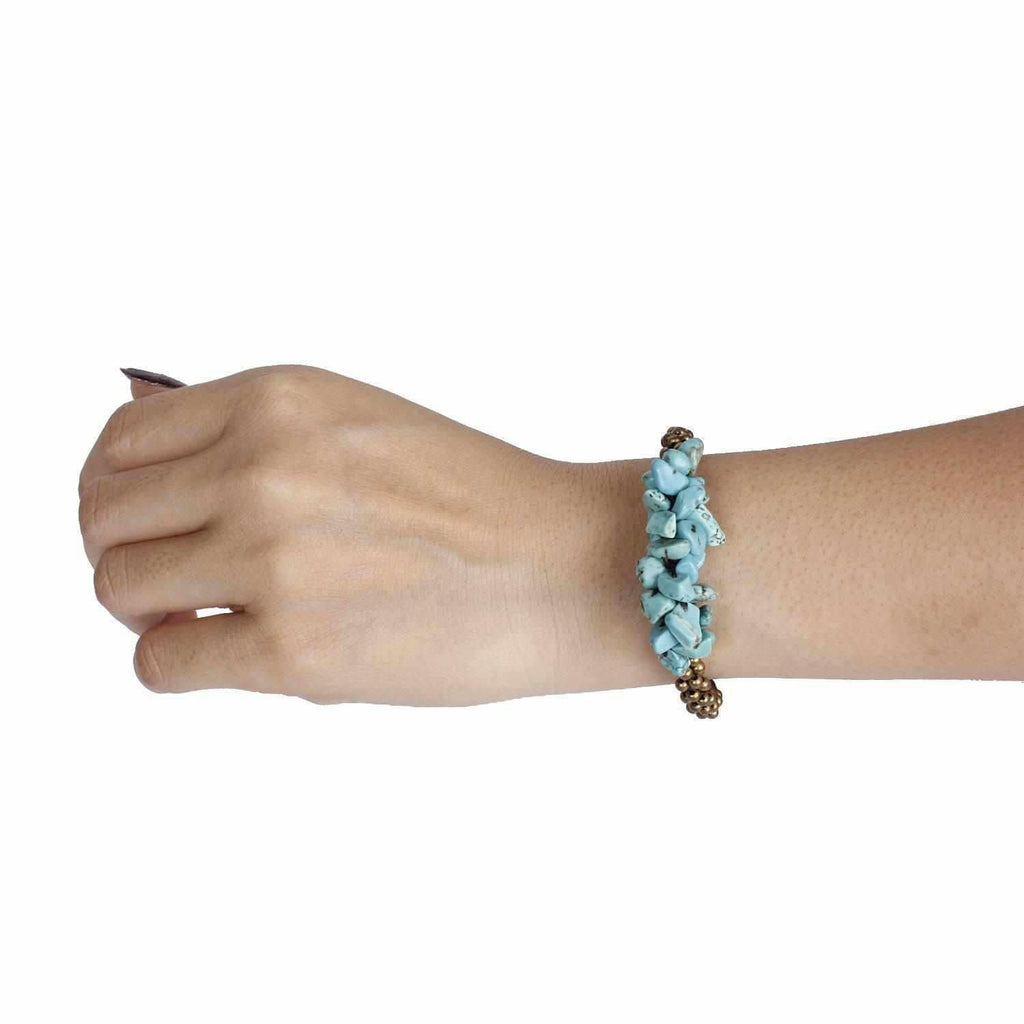 Cluster Brass Bead & Stone Bracelet - Thailand Bracelets La Vie Bien Cluster Brass Bead & Stone Bracelet - Thailand
