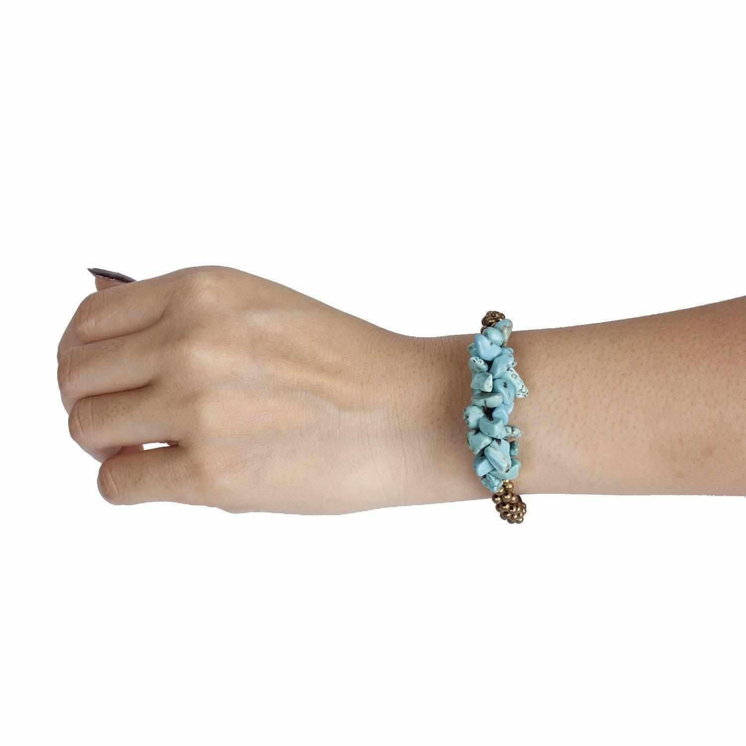 Cluster Brass Bead & Stone Bracelet - Thailand Bracelets La Vie Bien Cluster Brass Bead & Stone Bracelet - Thailand
