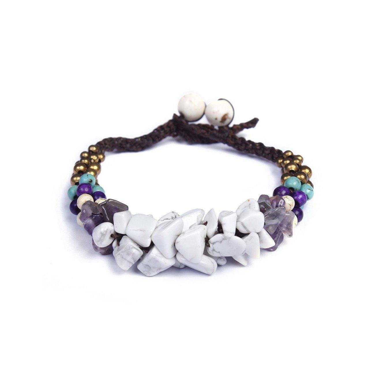 Cluster Brass Bead & Stone Bracelet - Thailand Bracelets La Vie Bien Cluster Brass Bead & Stone Bracelet - Thailand